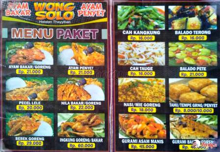 Menu & Harga Ayam Bakar Wong Solo di Surabaya