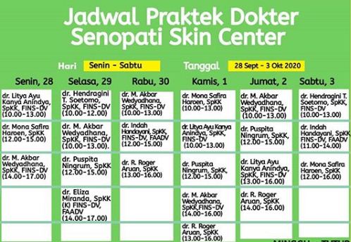 Jadwal Dokter Senopati Skin Center