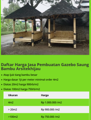 Harga Saung Bambu Segala Ukuran